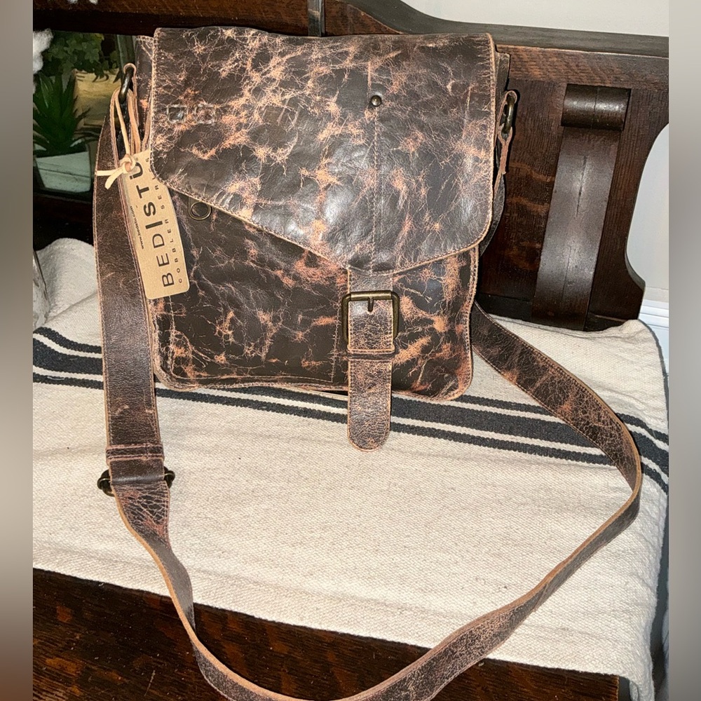 NWT Bed Stu Leather Venice Beach Crossbody Shoulder Bag Teak Lux MSRP $240